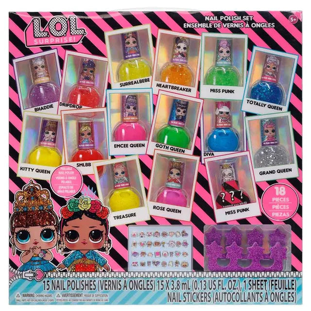 LOL Surprise Peel-Off Nail Polish Activity Set for Girls – 15 Colors