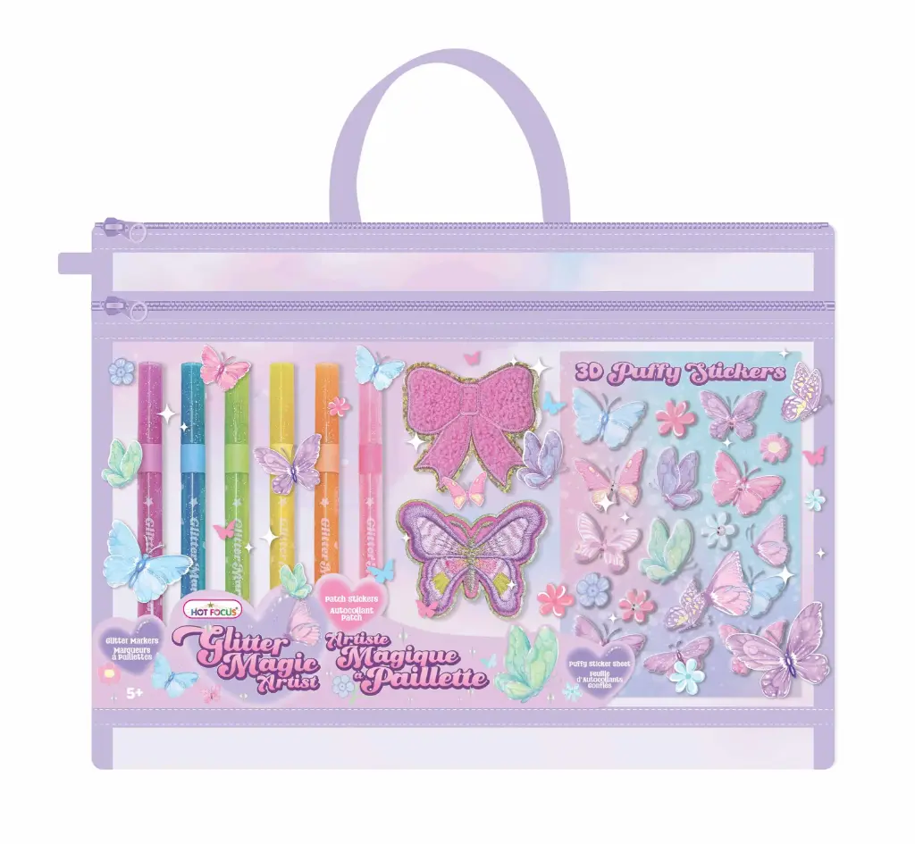 Glitter Magic Artist Set with 3D Puffy Stickers-Hot Focus