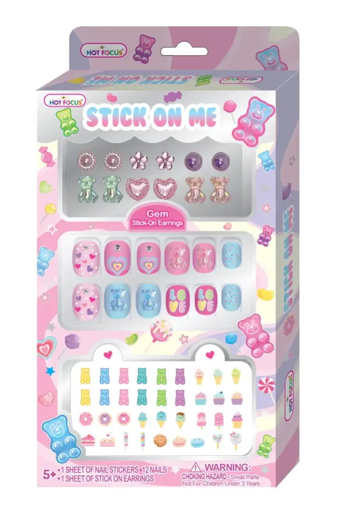 Stick On Me Gem Earrings & Nail Set – Hot Focus