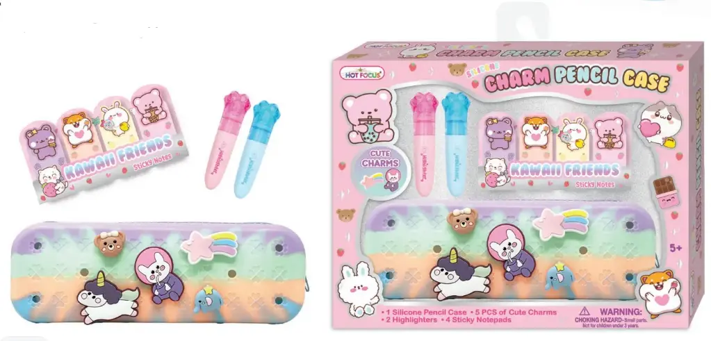 Hot Focus Charm Pencil Case Set – Kawaii Friends
