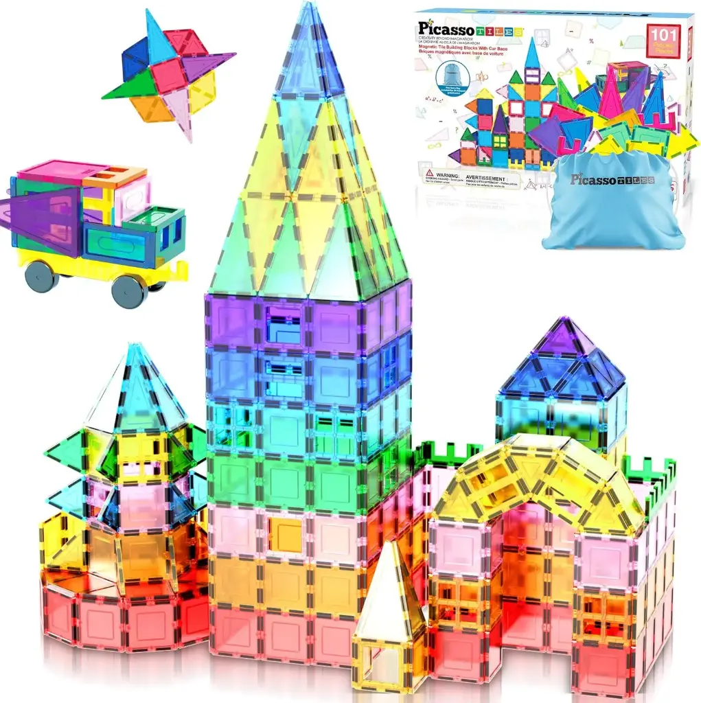 Magnetic Tile Building Blocks with Car Base 101 pcs – PicassoTiles