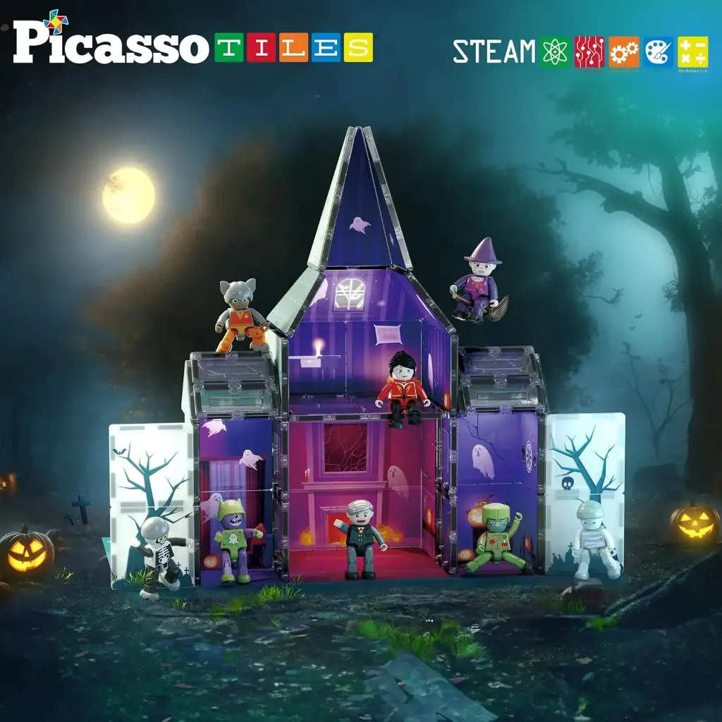 57 Piece Double-Sided Haunted Castle Magnetic Building Set– PicassoTiles