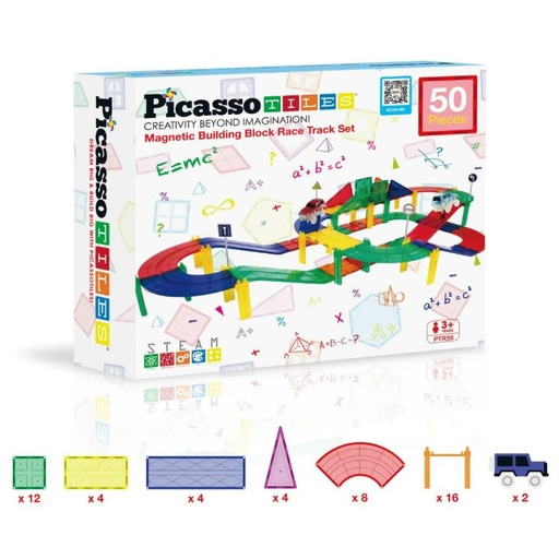 Picasso Tiles - Magnetic Race Track - 50 Pcs