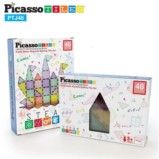 Picasso Tiles - Magnetic Pastel Glitter - 48 Pcs