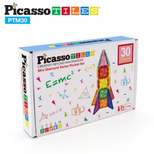 Picasso Tiles - Magnetic Mini Diamond Rocket - 30 Pcs