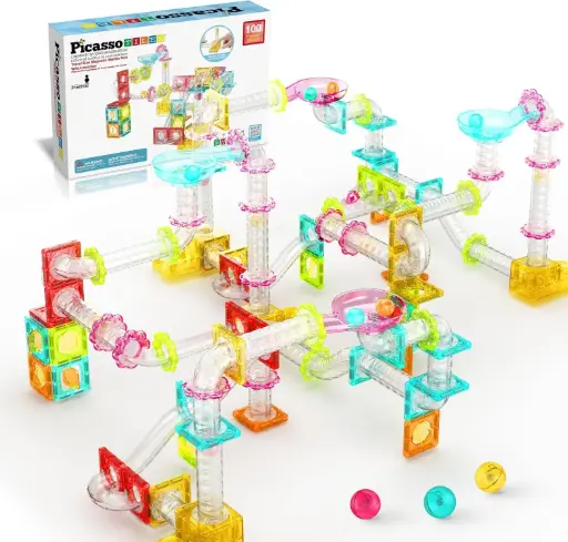 100 Piece Magnetic Marble Run Set with Launcher – PicassoTiles